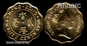 Hong Kong 20 cent 1990 UNC Hullámos szélű