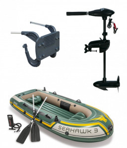 Intex szett , gumicsónak Seahawk 3 + Elektromos csónakmotor 40lbs + motortartó