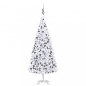fehér műkarácsonyfa LED-ekkel és gömbszettel 500 cm