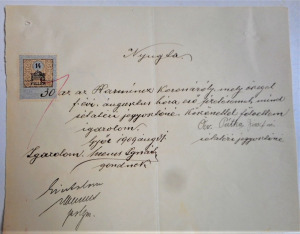 Sétatéri jegyosztóné fizetési nyugta (Győr, 1909 - illeték 14 fillér)
