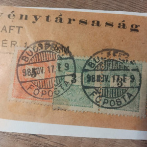 1898 2 x 3kr+ 5kr kívágáson BUDAPEST FŐPOSTA bélyegzéssel - Vatera.hu Kép