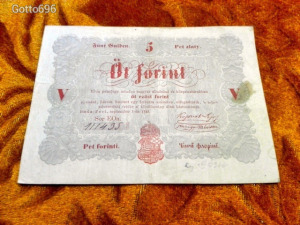 1848 -as 5 forint -os Kossuth Szabadságharcos bankó piros változat !!!!! (L0996)