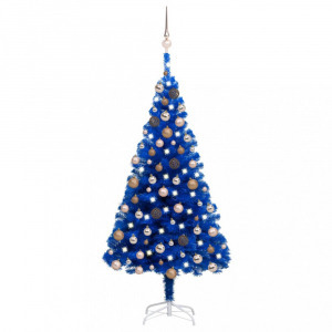 kék PVC megvilágított műkarácsonyfa gömb szettel 150 cm